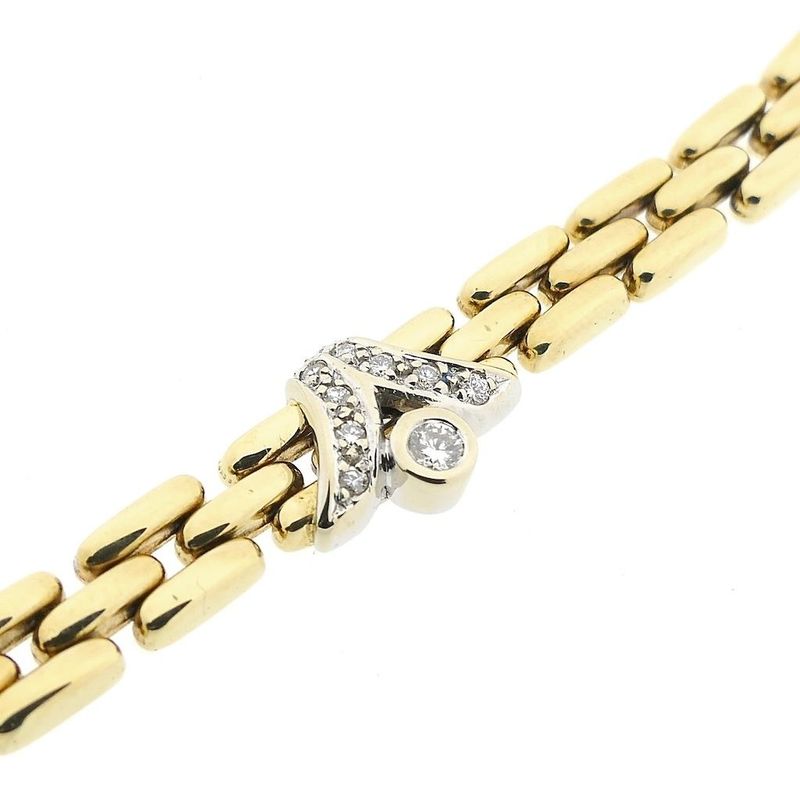 Image 3 of Gold Bismarck link necklace with diamonds; 0.15 ct.