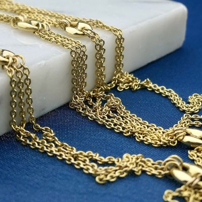 Image 2 of Gold long anchor link necklace