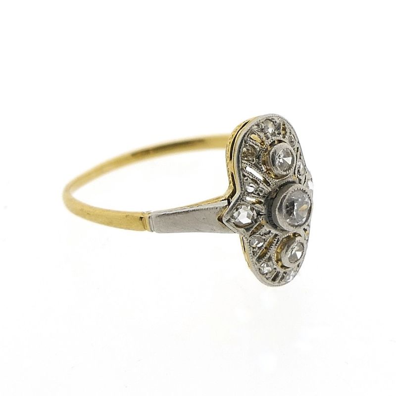 Image 5 of 18Kt. Bicolor ring with rose-cut diamonds; Art Deco | Approx. 0.15 ct.