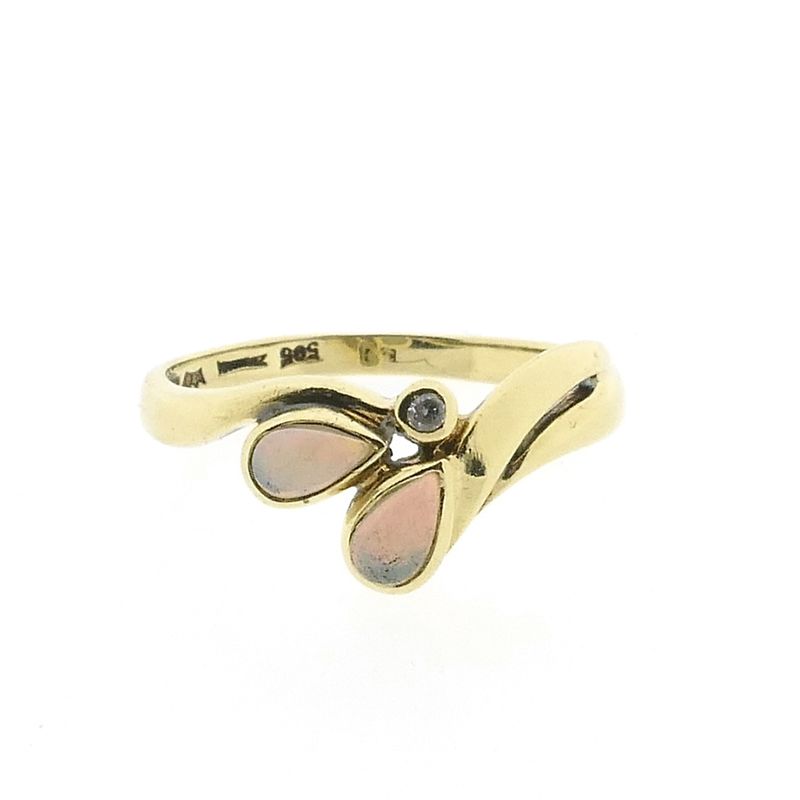 Image 3 of Gold ring with white opal and zirconia