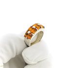 Image 10 of Biba silver ring with orange zirconia stones.