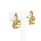 Image 3 of 18 ct. Gold stud earrings with citrine and diamond | 0.24 ct.