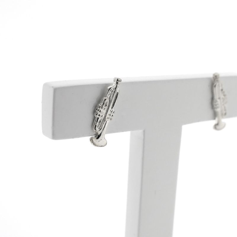 Image 3 of Silver trumpet stud earrings