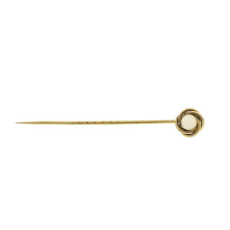 Image 3 of Gold lapel pin, tie pin with pearl