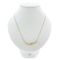Gold necklace with a fixed pendant and diamond; 0.005 ct. | 42 cm
