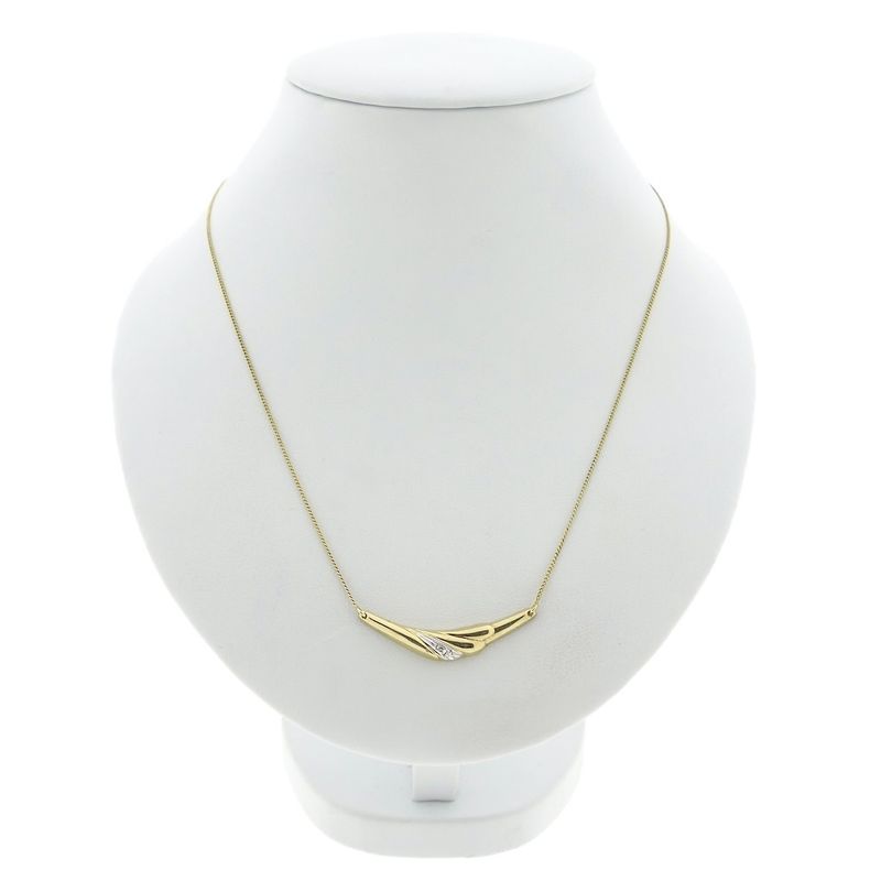 Image 1 of Gold necklace with a fixed pendant and diamond; 0.005 ct. | 42 cm