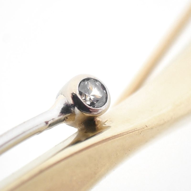 Image 3 of Two-tone gold brooch with zirconia