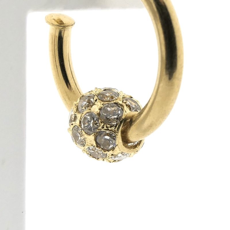 Image 3 of Gold stud earrings with zirconia beads; Ø 20.0 mm