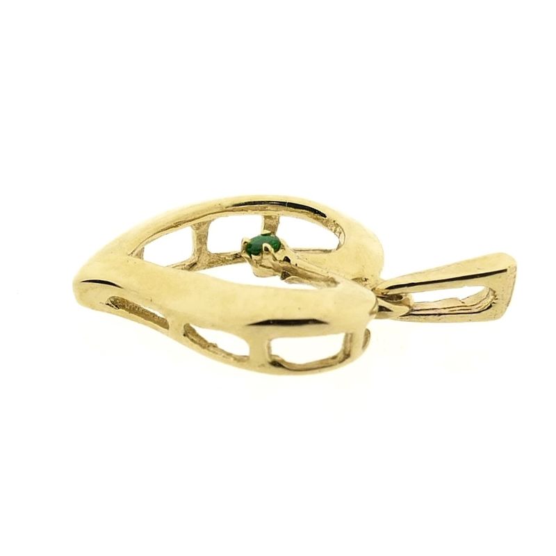 Image 6 of Gold heart pendant with emerald