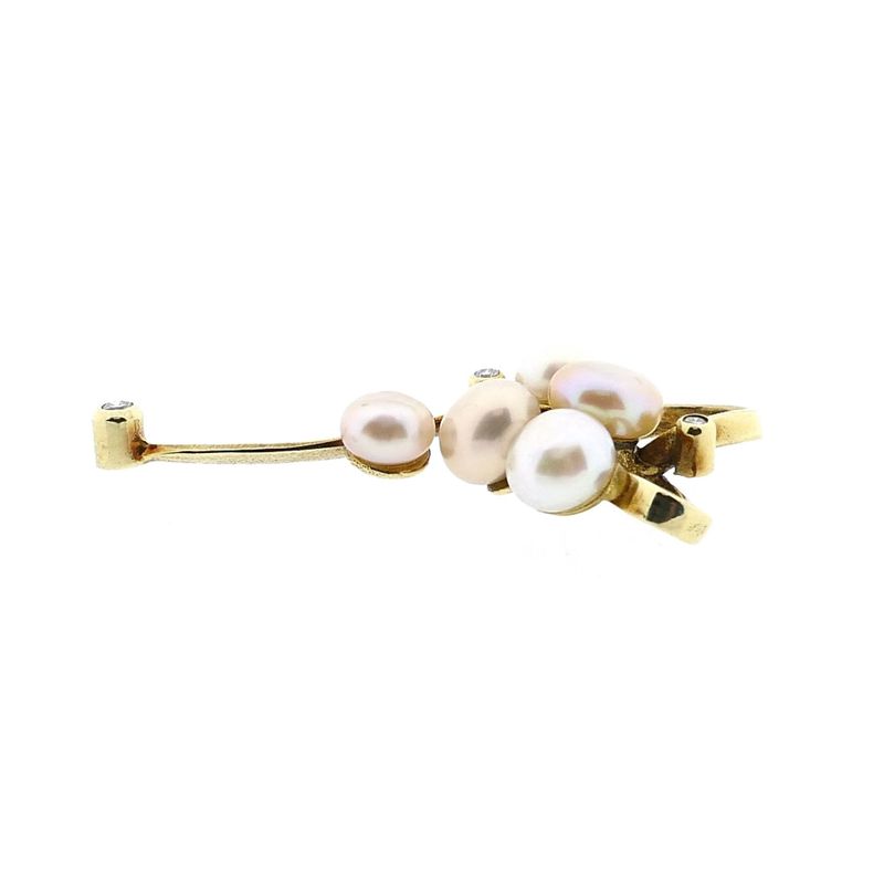 Image 10 of Gold Pendant with Baroque Pearl & Diamond; 14kt; 0.08 ct