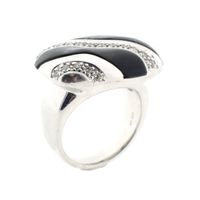 Exclusive white gold ring with mother of pearl (Tahiti) and diamonds 0.30 ct.