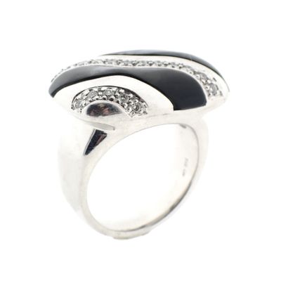 Image 1 of Exclusive white gold ring with mother of pearl (Tahiti) and diamonds 0.30 ct.