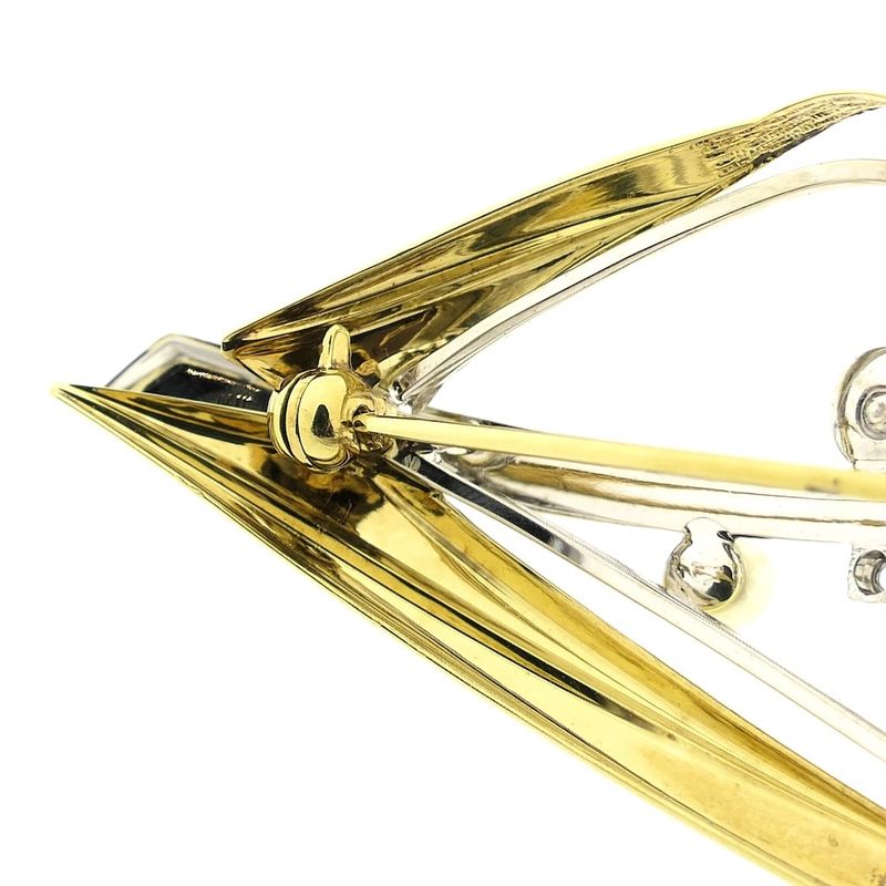 Image 7 of Two-tone gold fantasy brooch with pearl and diamond; 0.03 ct.