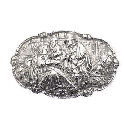 Image 1 of Silver brooch with scene