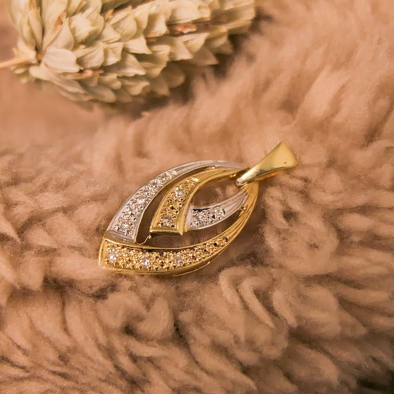 Image 6 of Two-tone gold pendant with diamonds; 0.06 ct.