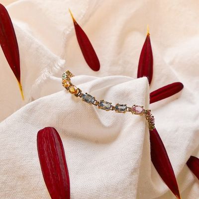 Image 2 of Gold bracelet with colored sapphire | 18 cm