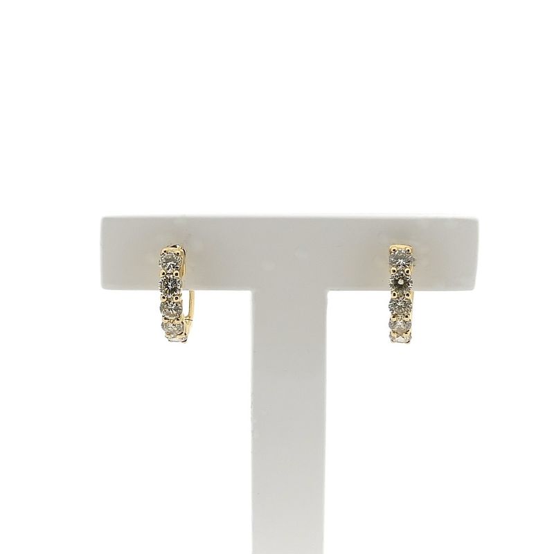 Image 1 of Gold stud earrings with diamonds; 1.00 ct.