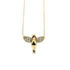 Image 5 of Gold anchor link necklace with a fixed pendant; Angel with zirconia | 45 cm