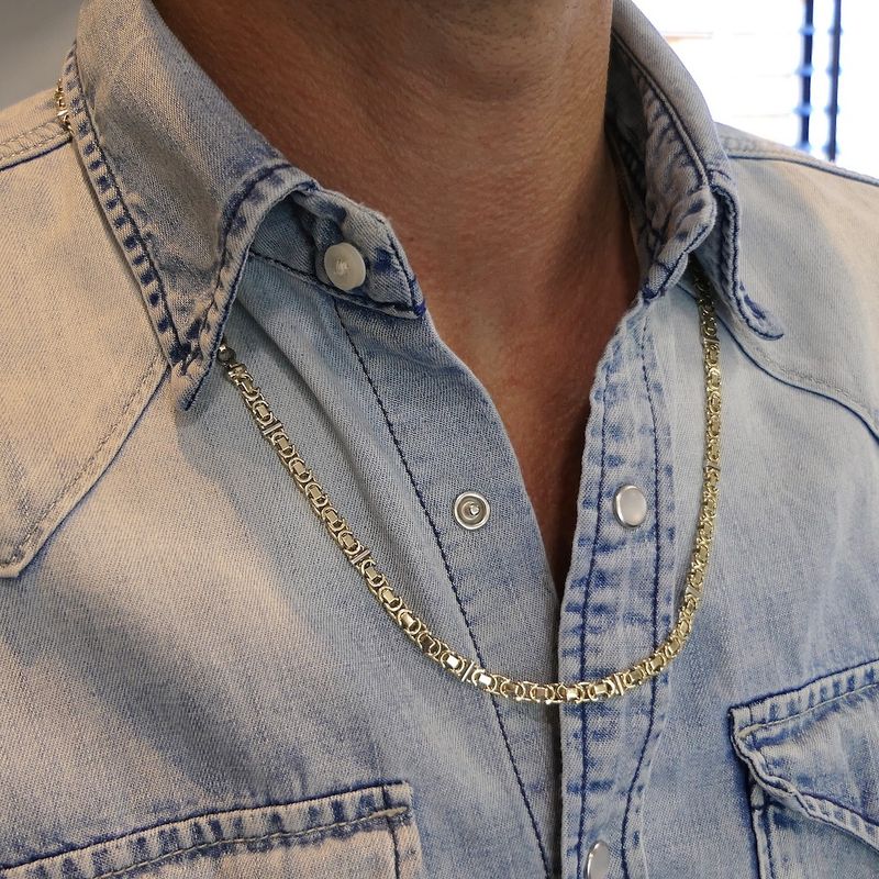 Image 3 of Two-tone gold flat king chain; Exclusive | 64 cm