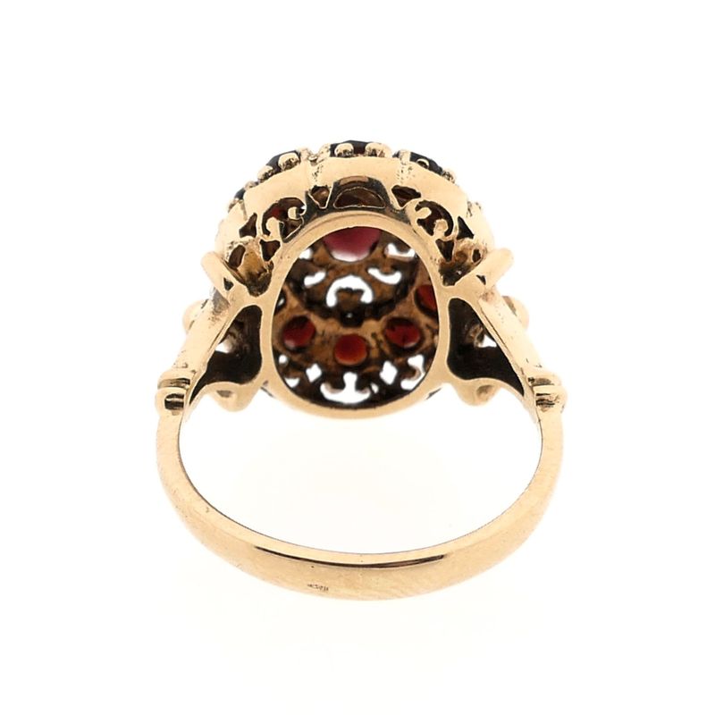 Image 3 of Gold entourage ring with garnet