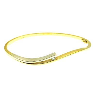 Image 1 of Two-tone gold bangle with 0.05 ct. diamond | Ø 61 mm