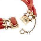 Image 9 of Red coral bead bracelet with gold clasp; Antique | 18 cm