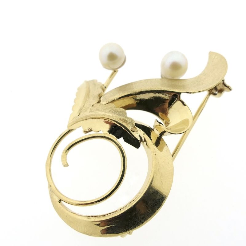Image 4 of Gold brooch with pearl