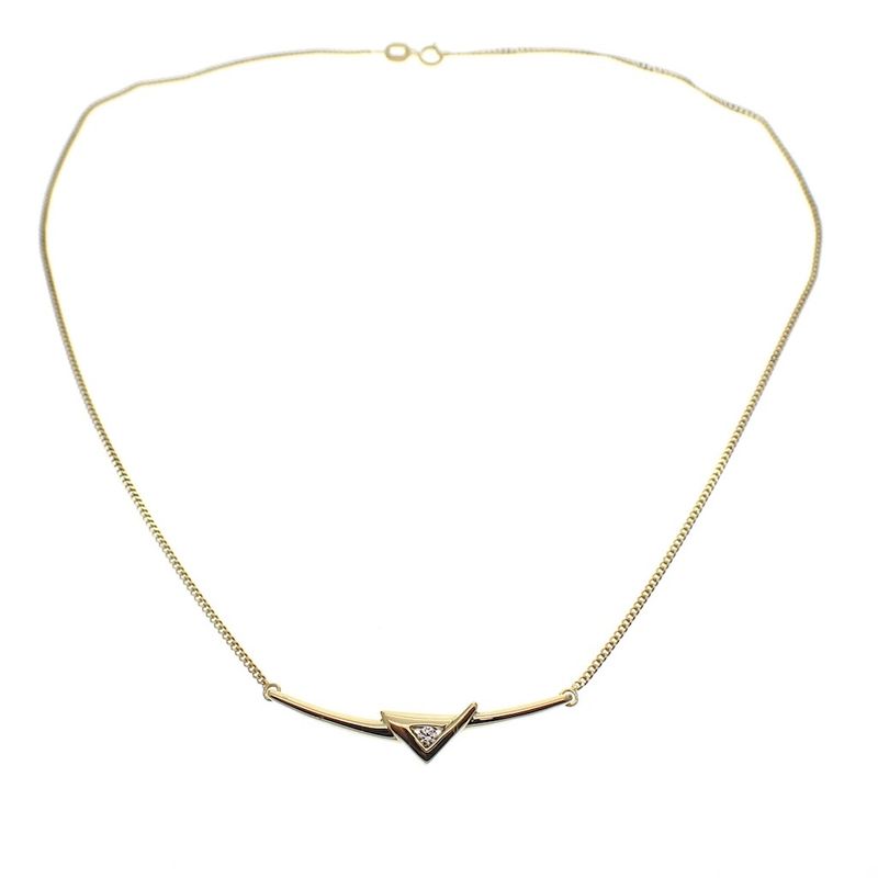Image 5 of Gold necklace with a fixed pendant and zirconia | 41.5 cm