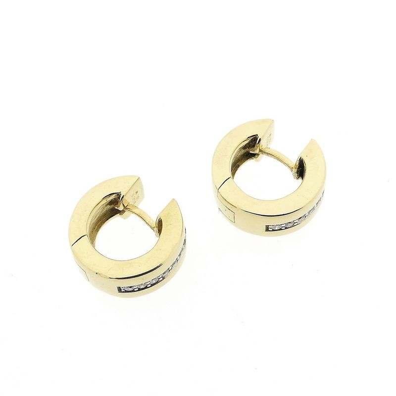 Image 4 of Gold hoop earrings with diamond; 0.32 ct.