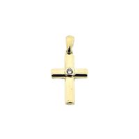 Gold cross pendant with diamond | 0.02 ct.