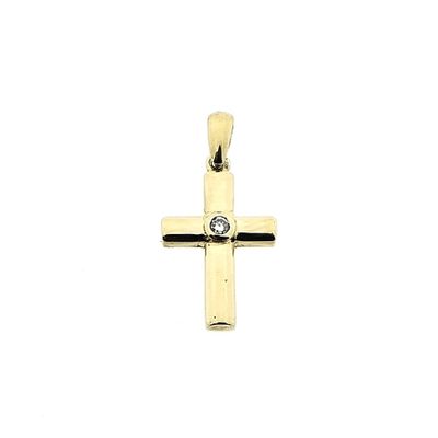 Image 1 of Gold cross pendant with diamond | 0.02 ct.