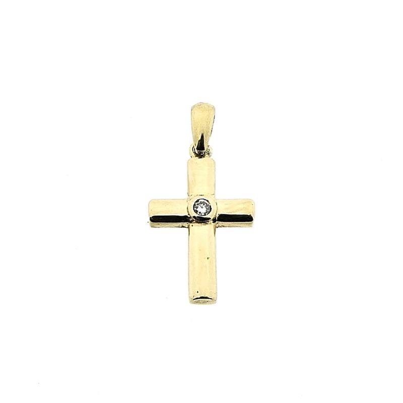 Image 1 of Gold cross pendant with diamond | 0.02 ct.