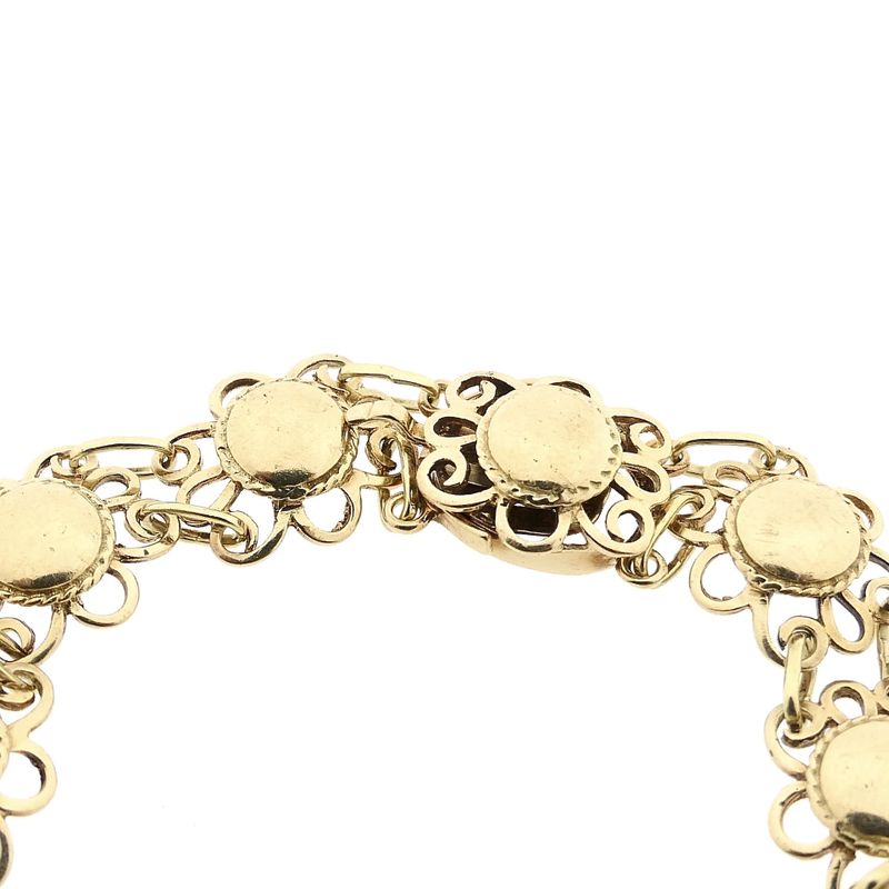 Image 4 of Gold Bracelet with Garnet; 14 Karat; 18.5 cm