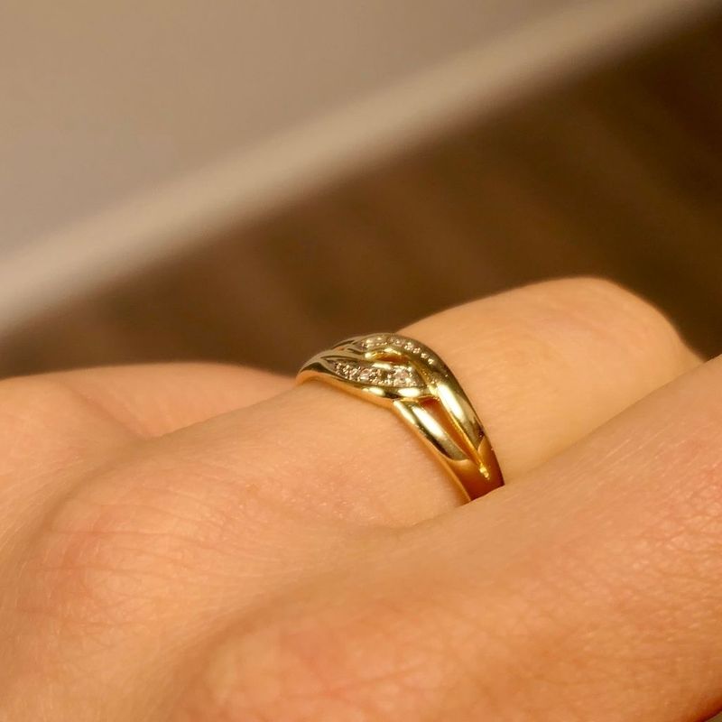 Image 10 of Gold ring with diamonds; 0.02 ct.