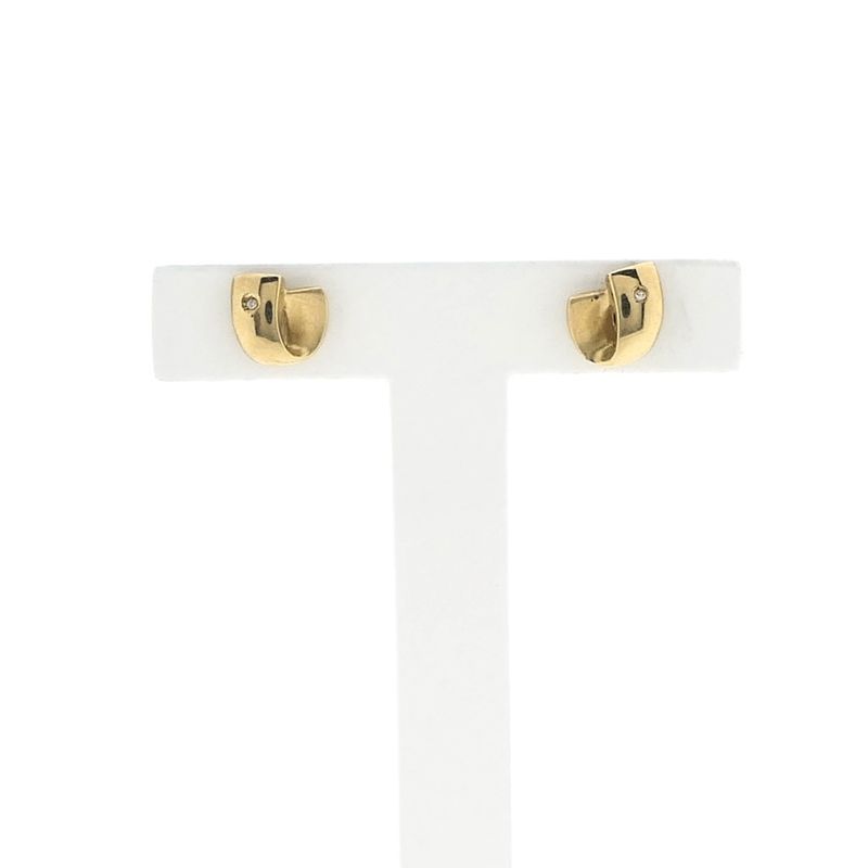 Image 1 of Gold stud earrings with diamond; 0.01 ct.