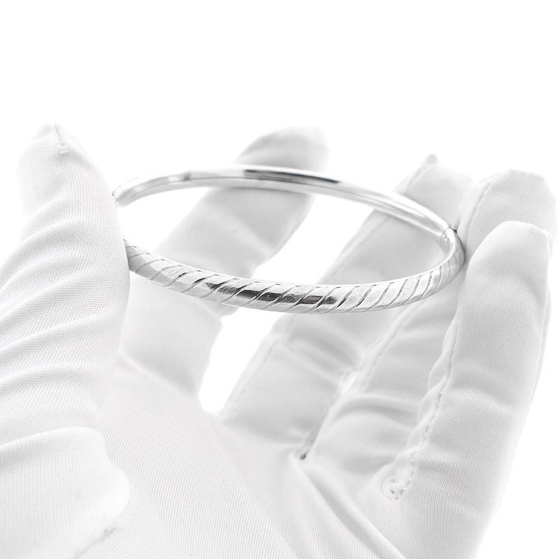 Image 9 of Silver slave bracelet with pattern; Size M/L
