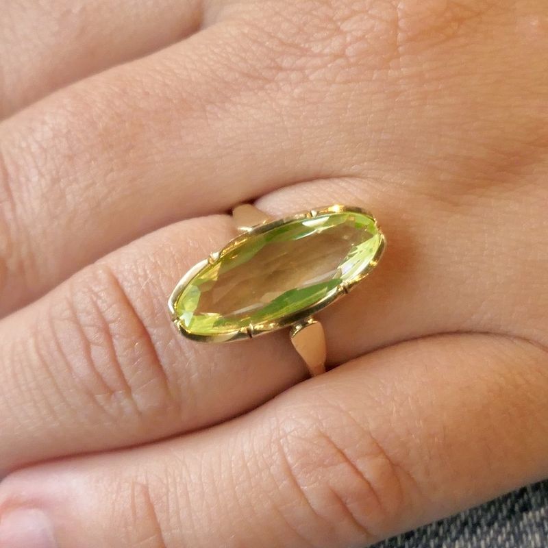 Image 10 of Gold ring with green beryl | Vintage/antique