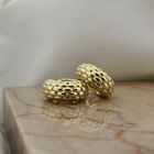 Image 2 of 18K gold half-round hoop earrings; FOPE