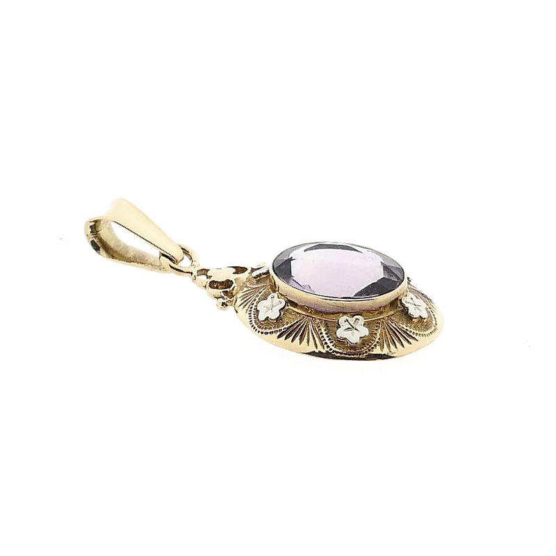 Afbeelding 3 van Bicolor gouden hanger met amethist