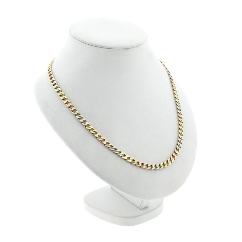 Afbeelding 3 van Tricolor gouden gourmetschakel ketting