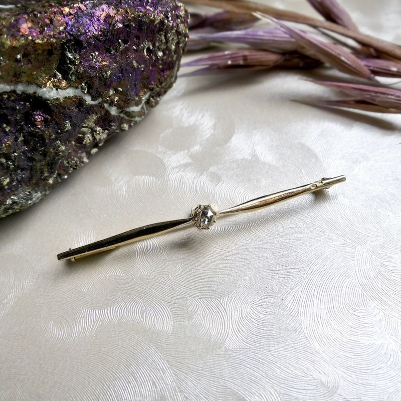 Image 3 of Gold brooch with Antwerp rose diamond 0.10 ct. | Vintage