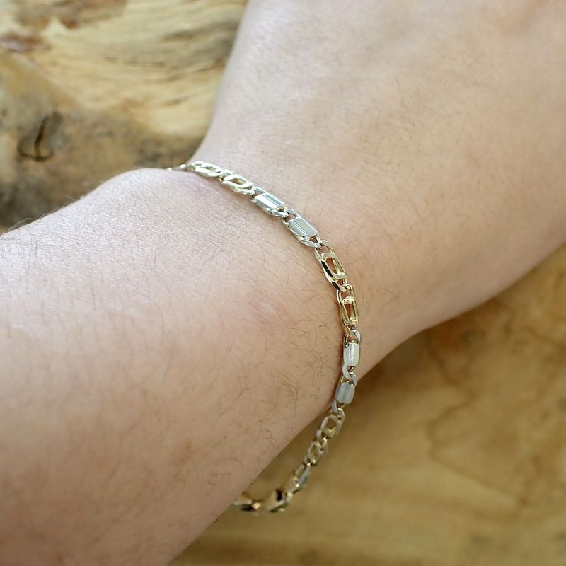 Image 2 of Two-tone gold Figaro link bracelet