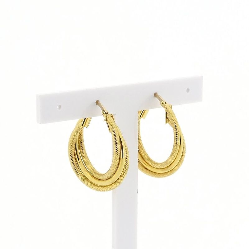 Image 3 of Gold hoop earrings with pattern; Ø 25 mm