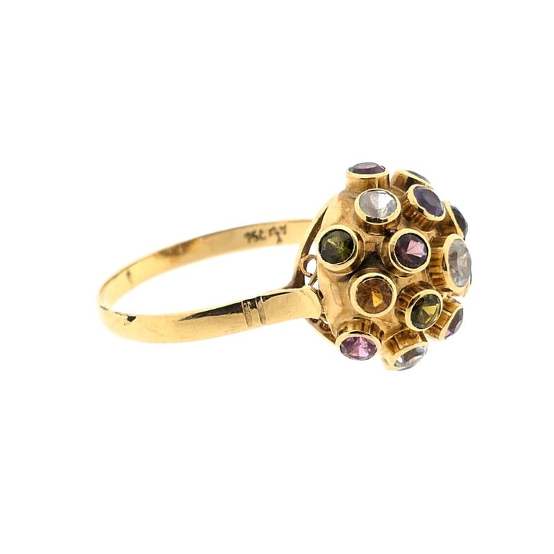Image 6 of Gold Sputnik ring with a mix of gemstones