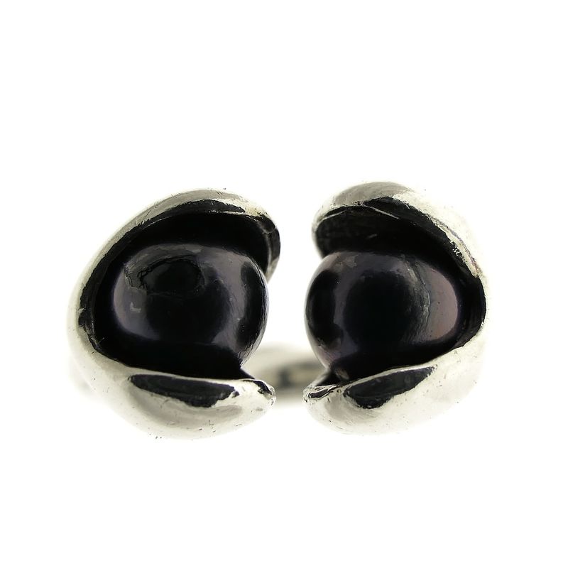 Image 4 of Silver ring from Israel with black pearls