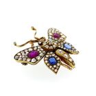 Image 2 of Gold butterfly brooch with diamond, ruby, and sapphire; approx. 1.20 ct.