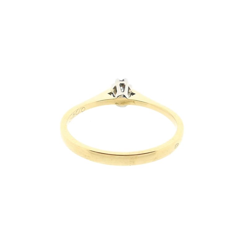 Image 6 of Bicolor gold solitaire ring with diamond; 0.045 ct.