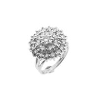 Antique white gold entourage ring with diamonds; 1.29 ct.