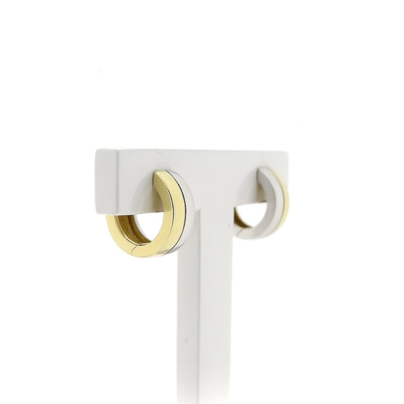 Image 3 of Two-tone gold earrings; Ø 14.5 mm