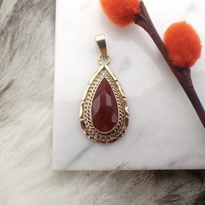Image 2 of Gold pendant with carnelian | Vintage/antique